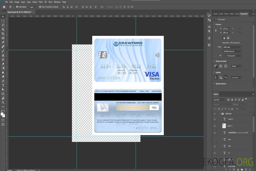 Pays-Bas (Hollande) Carte électronique visa Crawford Technologies Bank template